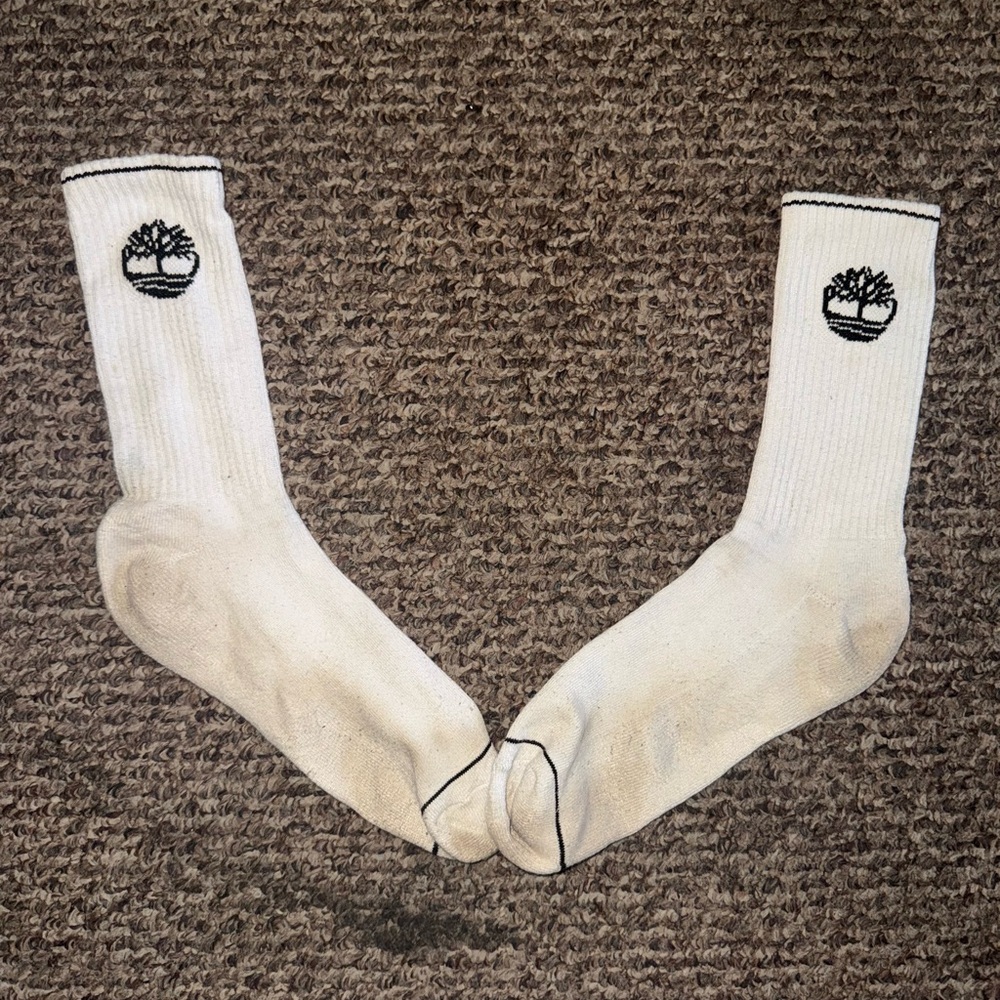 Timberland White Casual Crew Socks
